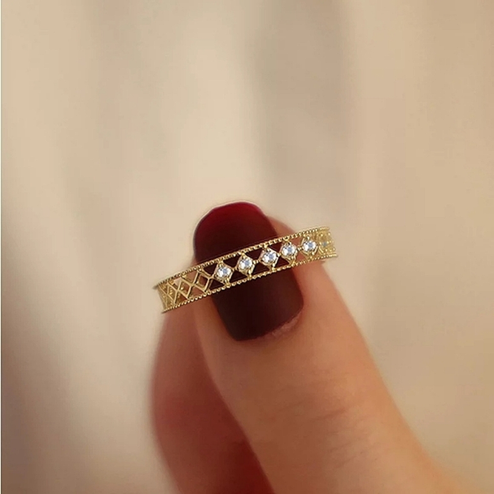 NEW 18k Gold Vermeil Diamond Cut Lattice Band Ring - Picture 2 of 7